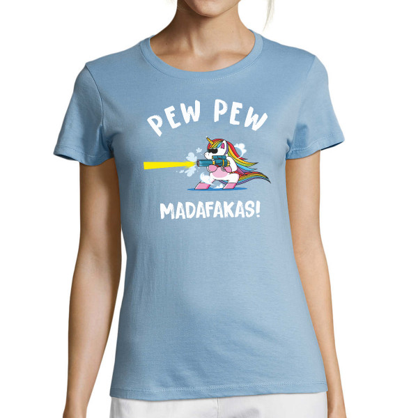 Koszulka damska "Pew Pew Jednorożec"