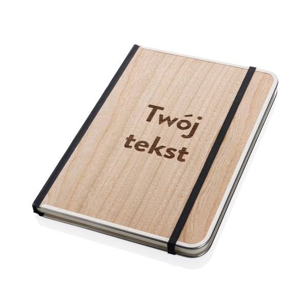 Notatnik w formacie A5 z drewnianą okładką "TREELINE" z indywidualnym napisem