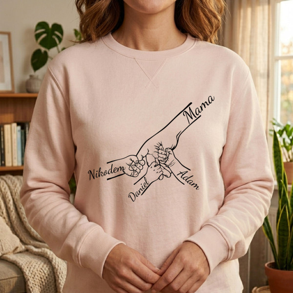 Pastelowa bluza "Mama i dzieci" z wybranymi imionami dzieci