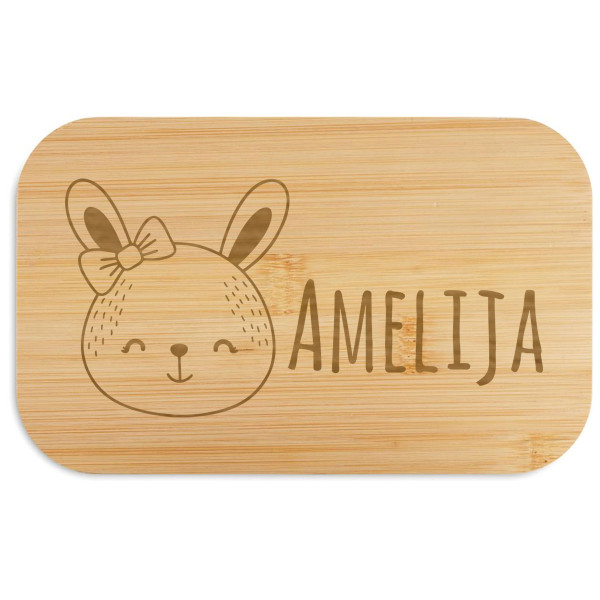 Pudełko na lunch "BEIBABOX – króliczek" z wybranym imieniem