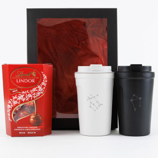 Premium zestaw upominkowy dla pary "Gwiazdozbór zodiakalny" z wybranymi przez Ciebie znakami zodiaku (400ml)