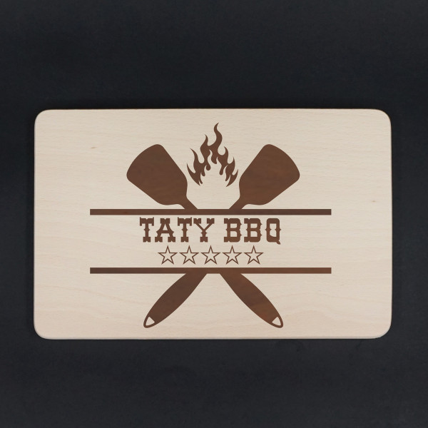 Prostokątna drewniana deska do krojenia "Taty BBQ"