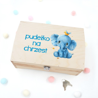 Pudełko drewniane "Pudełko do chrztu ze słoniem"