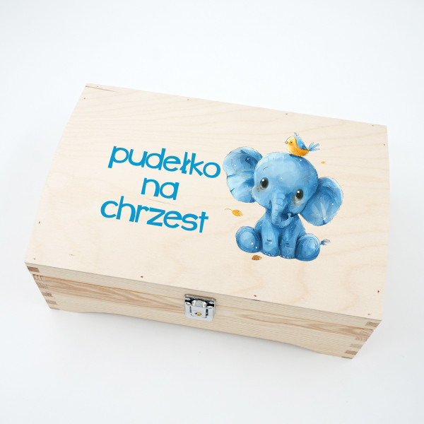 Pudełko drewniane "Pudełko do chrztu ze słoniem" Pudełko drewniane "Pudełko do chrztu ze słoniem"