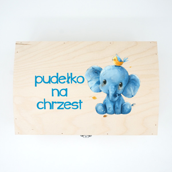 Pudełko drewniane "Pudełko do chrztu ze słoniem" Pudełko drewniane "Pudełko do chrztu ze słoniem"
