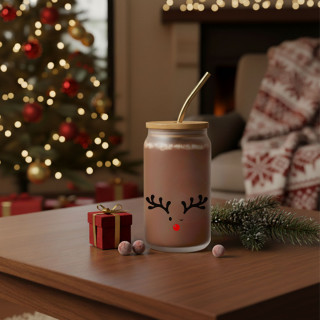 Szklany dzbanek z metalową słomką "Mały Łoś", 400ml