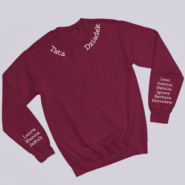 Sweter "Tata - Dziadek" z imionami dzieci na rękawach (bez kaptura)
