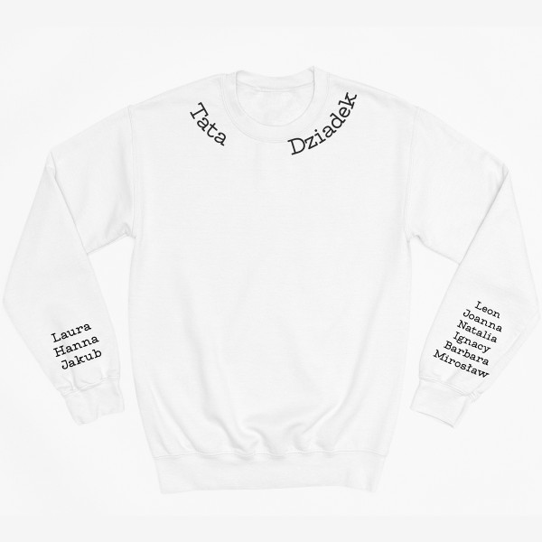 Sweter "Tata - Dziadek" z imionami dzieci na rękawach (bez kaptura)