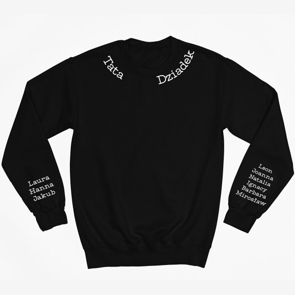 Sweter "Tata - Dziadek" z imionami dzieci na rękawach (bez kaptura)