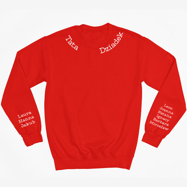 Sweter "Tata - Dziadek" z imionami dzieci na rękawach (bez kaptura)