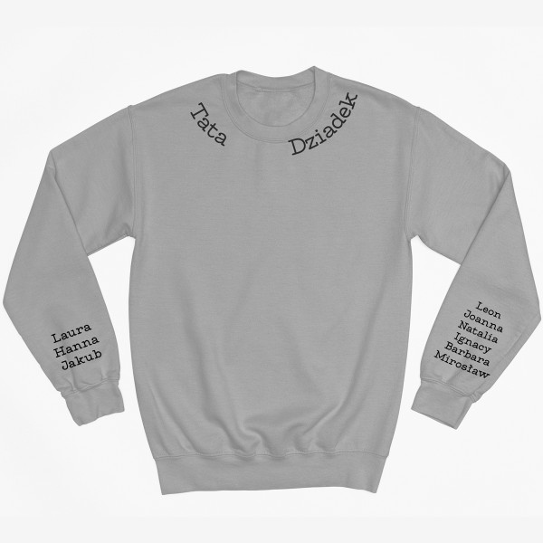 Sweter "Tata - Dziadek" z imionami dzieci na rękawach (bez kaptura)