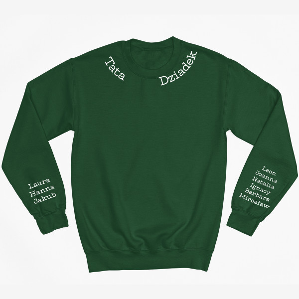 Sweter "Tata - Dziadek" z imionami dzieci na rękawach (bez kaptura)