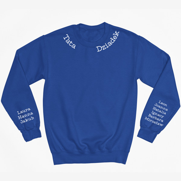 Sweter "Tata - Dziadek" z imionami dzieci na rękawach (bez kaptura)