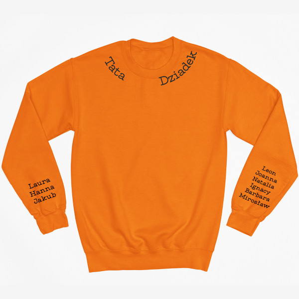 Sweter "Tata - Dziadek" z imionami dzieci na rękawach (bez kaptura)