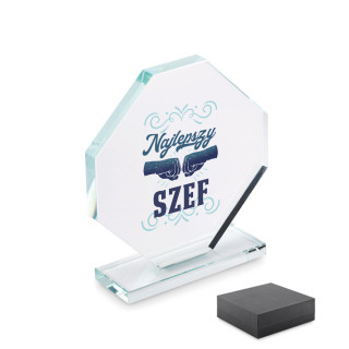Szklane trofeum w pudełku prezentowym "Najlepszy szef"