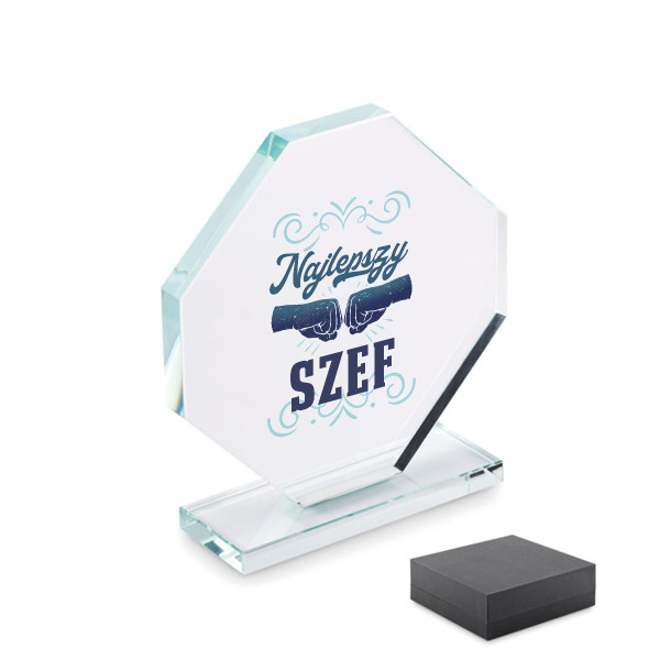 Szklane trofeum w pudełku prezentowym "Najlepszy szef" Szklane trofeum w pudełku prezentowym "Najlepszy szef"