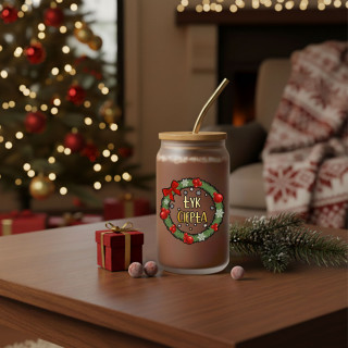 Szklany dzbanek z metalową słomką "Łyk ciepła", 400ml