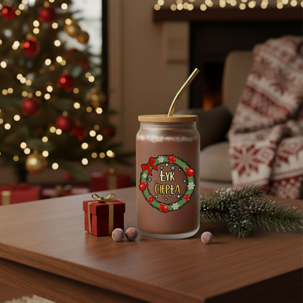 Szklany dzbanek z metalową słomką "Łyk ciepła", 400ml