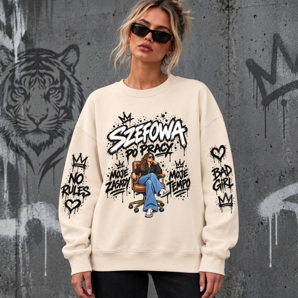 Unisexowa bluza w pastelowych kolorach "Szefowa po pracy"