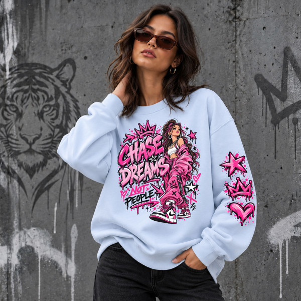 Unisexowa bluza w pastelowych kolorach "Chase dreams, not people"
