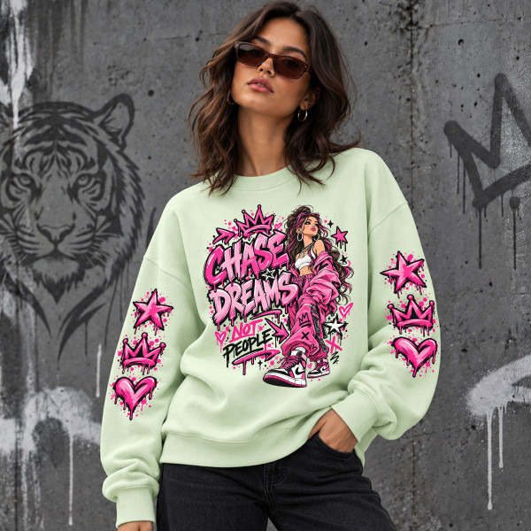 Unisexowa bluza w pastelowych kolorach "Chase dreams, not people"