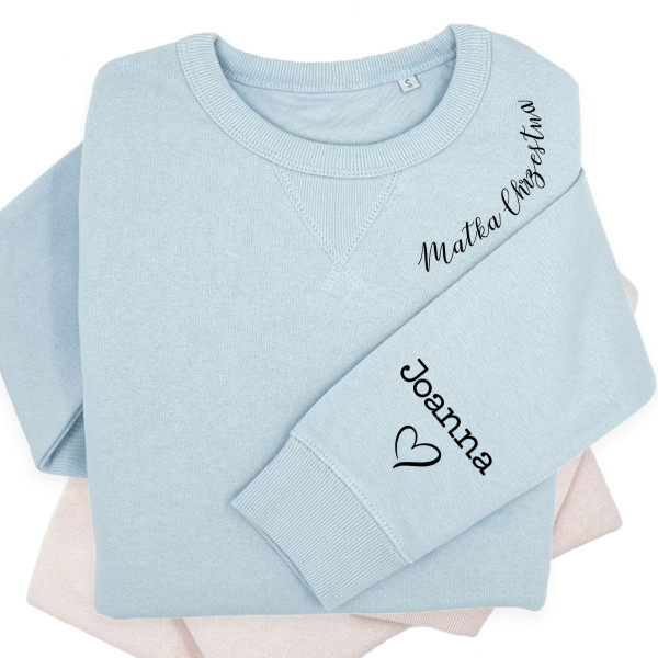 UNISEX pastelowa bluza "Sully" "Matka Chrzestna" z imionami dzieci na rękawie