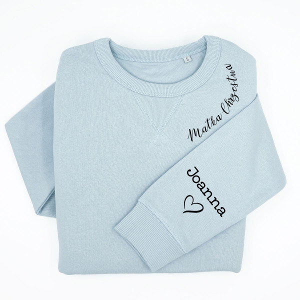 UNISEX pastelowa bluza "Sully" "Matka Chrzestna" z imionami dzieci na rękawie