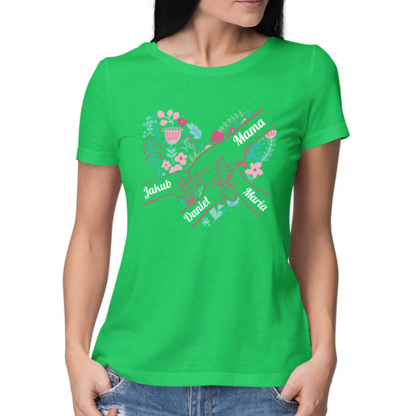 Damska koszulka "Serduszko mamusi" z wybranymi imionami dzieci