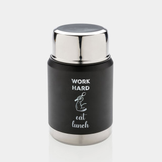 Termos próżniowy na żywność z łyżką "Work hard. Eat lunch."