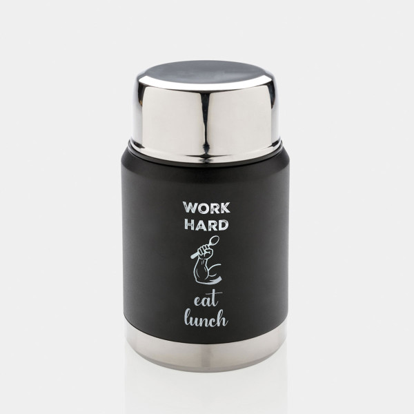 Termos próżniowy na żywność z łyżką "Work hard. Eat lunch."
