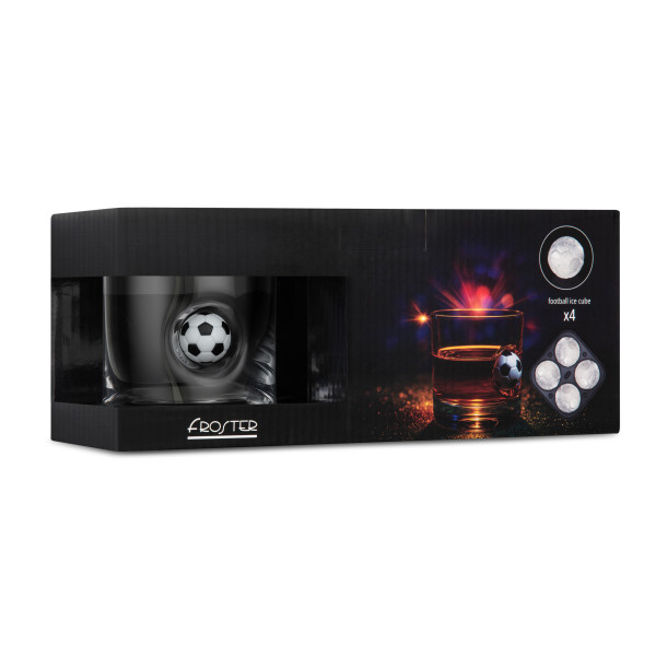 Zestaw kibica whisky i piłki nożnej: Szklanka i foremki do lodu