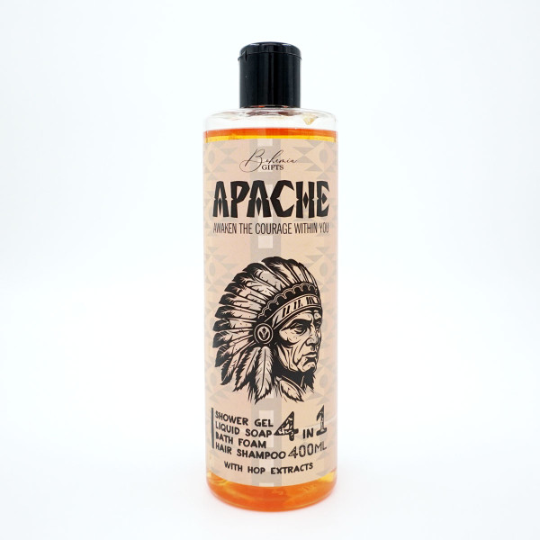 Męski żel pod prysznic, szampon, pianka i mydło 4w1 "Apache" (400ml) Męski żel pod prysznic, szampon, pianka i mydło 4w1 "Apache" (400ml)