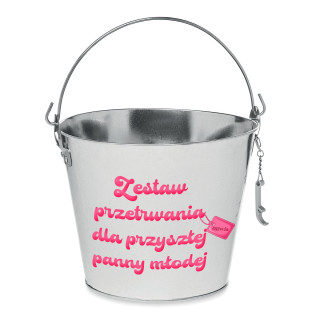 Wiadro "Zestaw przetrwania dla przyszłej panny młodej" z wybranym imieniem