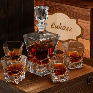 Zestaw do whisky w drewnianym pudełku "ELIXIR" z wybranym imieniem